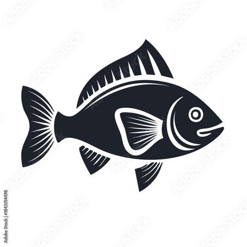 Stylized Fish Icon Simple Graphic Fish Silhouette Freshwater Fish Seafood Art