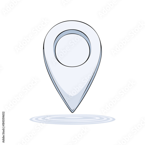 White Pointer Icon Illustration: Navigation Symbol, Location Marker Pin for Maps and Infographics
