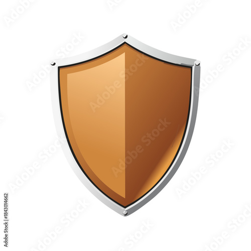 Realistic metallic golden shield design with silver frame protection icon vector illustration