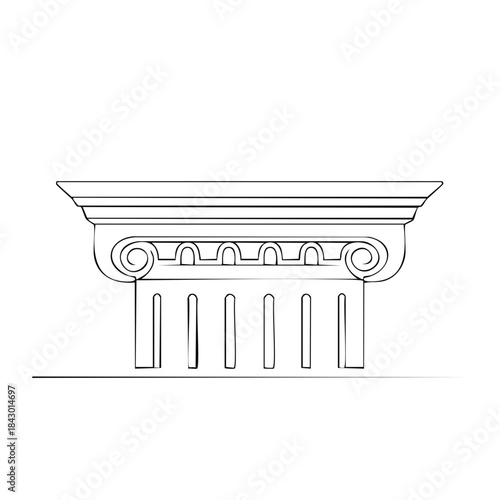 Elegant Greek Column Head Drawing Linear Art Decorative Architecture Element