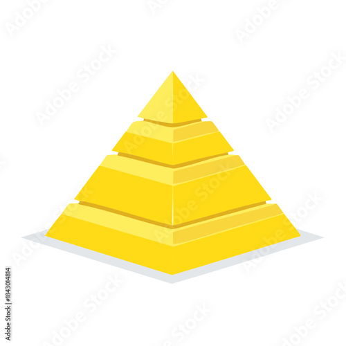 Golden Pyramid Chart Illustration of Hierarchy, Stages, Levels, Structure and Progress in Business