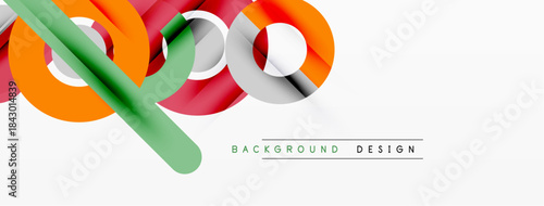 Abstract colorful ribbons forming dynamic composition. Modern design elements over white background. Simple, clean aesthetic.