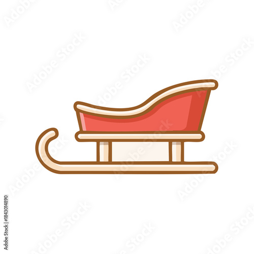 Whimsical Red Sleigh Icon for Holiday Season Celebrations and Winter Themes Festive Design