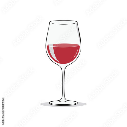 Wineglass with Red Wine: Filled Glassware, Isolated Illustration on White
