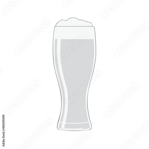Refreshing Glass of Beer with Foam on Top Isolated on White Background. Beverage Illustration