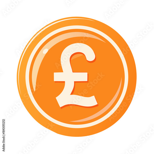 Gold Pound Coin Illustration Wealth and Currency Symbol Simple Design Business and Finance Icon Money Sterling Currency