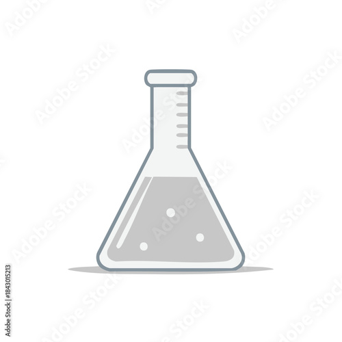Scientific Erlenmeyer flask containing liquid and bubbles; lab glassware for chemistry or biology experiment