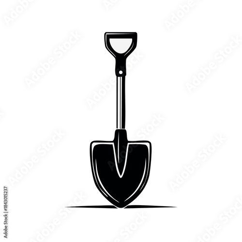 A Sharp Black Shovel Tool: Digging, Gardening, and Construction Equipment Illustration