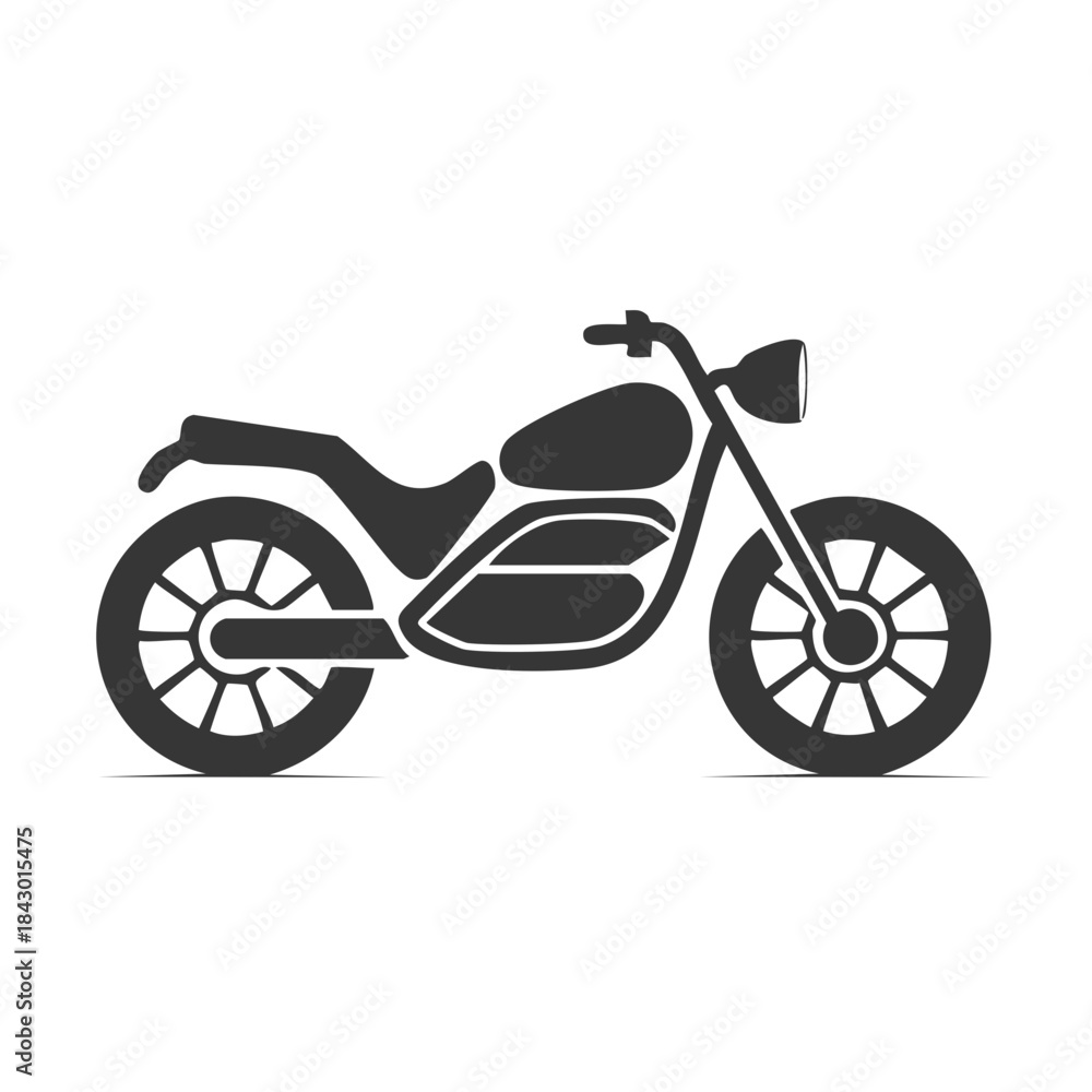 Fototapeta premium Dark Silhouette of Motorcycle or Motorbike Icon Vector Illustration