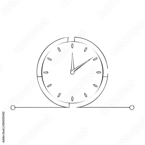 Simple Clock Sketch Timepiece Illustration Design Concept