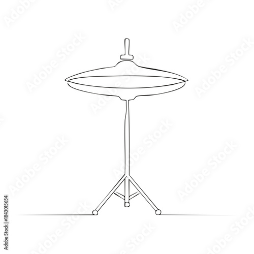 Minimalist Line Art Drawing of Hi-Hat Cymbals on a Stand: Musical Instrument Illustration for Bands and Musicians