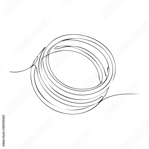 Minimalist circular object continuous line art drawing simplicity abstract design circle