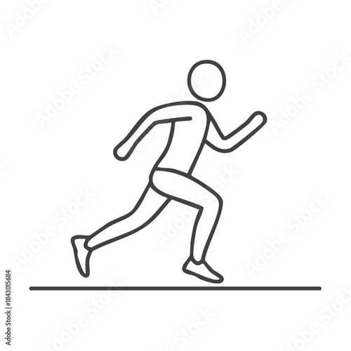 Running Man Outline Icon Expressing Speed and Motion in Sport Activity for Fitness and Wellbeing, Vector Illustration