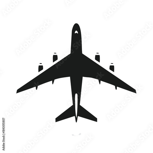 Top View Airplane Jet Black Silhouette Aviation Industry Passenger Aircraft Flying Vehicle Design