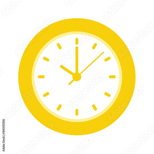 Simple Yellow Analog Clock Showing Ten O'Clock Time