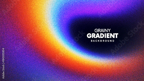 Rainbow grainy background with colorful curved glimmering multicolor flow created from thousands of individual dots. Soft grainy rainbow gradient merging cold warm color into rich visual atmosphere