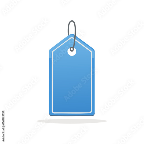 Bright Blue Gift Tag or Price Tag Hanging on String for Shopping Discounts Offers Sale