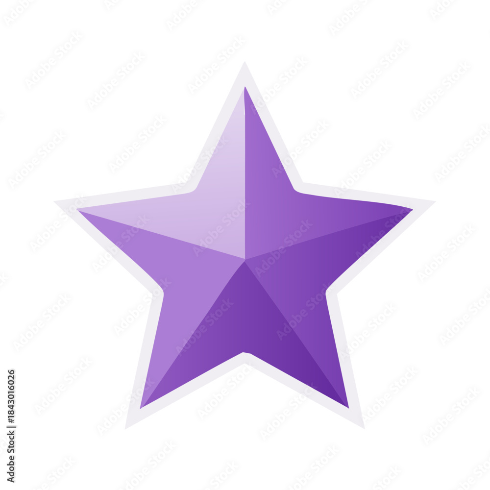 Obraz premium Single Purple Star: Geometric Shape, Gradient Shading, Five Points, Decorative Element