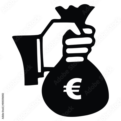 Euro Money Bag Silhouette for Finance and Wealth Graphics