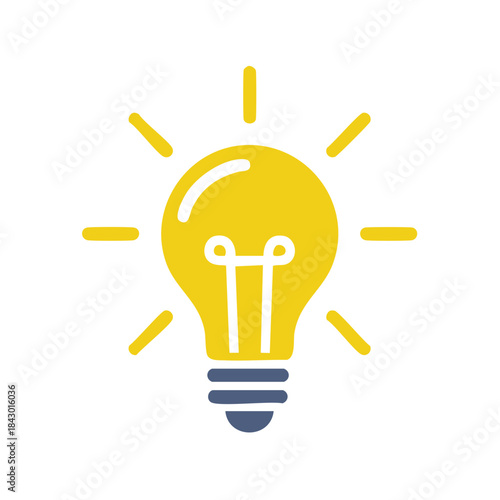 Yellow Light Bulb Symbolizing Ideas and Creativity on White Background