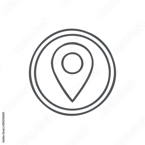 Simple Thin Line Location Pin Circle Icon for Navigation or Mapping Services