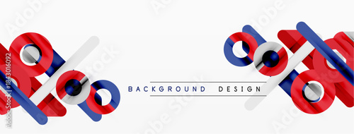 Abstract geometric shapes, red, blue, silver. Modern design element for backgrounds, banners, presentations. Clean lines, symmetry present.