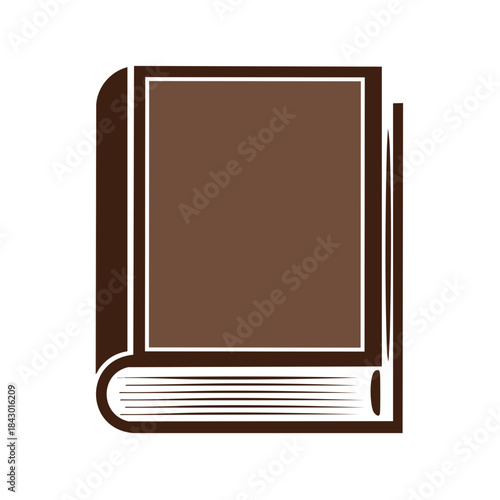 Closed Book Illustration: A simple stylized book graphic on a white background for learning or reading themes
