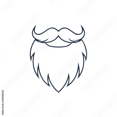 Line art of beard and mustache graphic element symbol of masculinity and facial hair