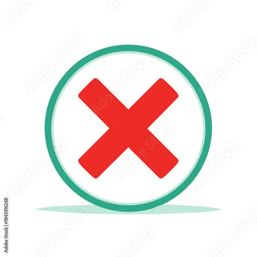 Red X Mark Symbol Inside Green Circle Sign Negation Cancellation Denial Error Decline Reject Incorrect
