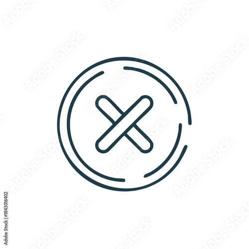 Thin Line Style Cross Mark Icon Within Circle, Negative Symbol, Cancellation Sign