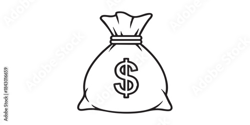 Money bag outline icon vector