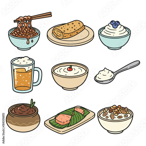 Cartoon Global Food Icons – Cute Illustrated Dishes, Snacks, and Desserts
