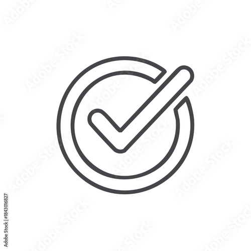 Checkmark in Circle Outline, Minimal Style Validation Icon, Confirmation Symbol