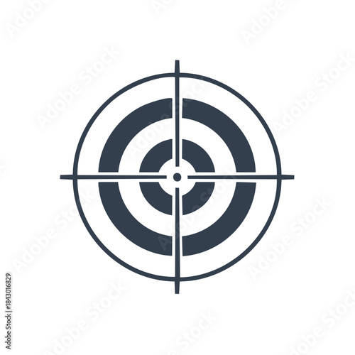 Target icon, target symbol, aim point, bullseye, aiming line art, graphic design