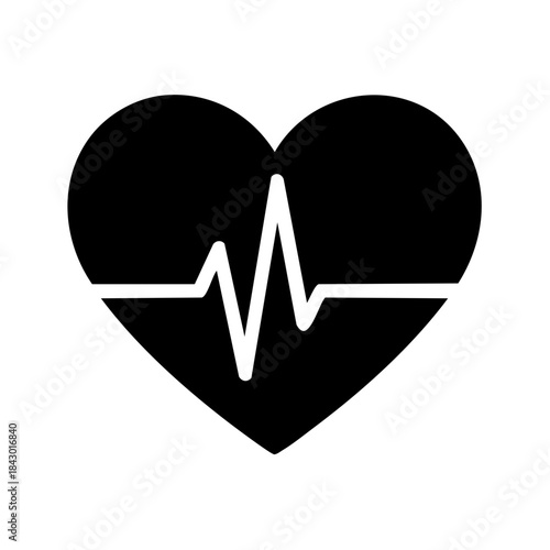 Heart Rate Symbol with Electrocardiogram Displaying Heart Health and Medical Monitoring