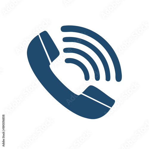 Phone icon with wave signal illustration representing communication and contact