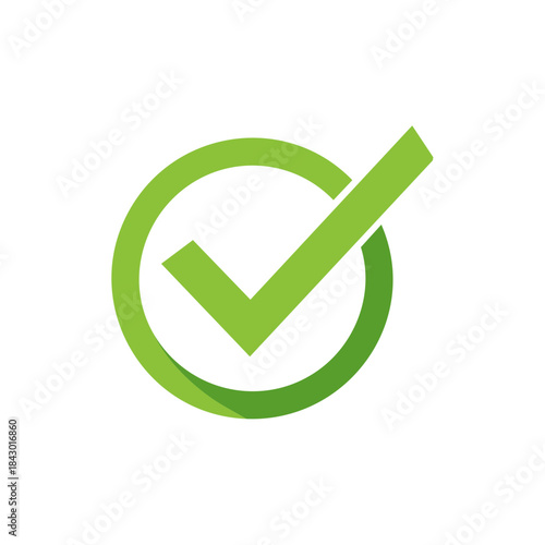 Green Check Mark Icon in Circle Affirmation symbol, Approval, Validation, Verification