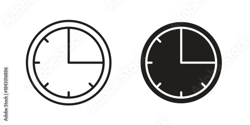 Time quarter past icon pictogram in trendy outline style. icon, sign or symbol.