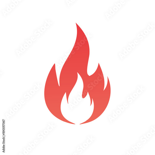 Burning red flame illustration symbolizing passion energy heat warmth and spiritual power against a bright background