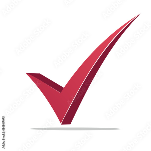 Maroon Check Mark Symbol Signifying Correctness, Confirmation, and Verification Process