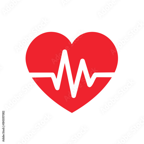 Heart with Heartbeat Signal Illustration of Healthcare and Cardiovascular Wellness