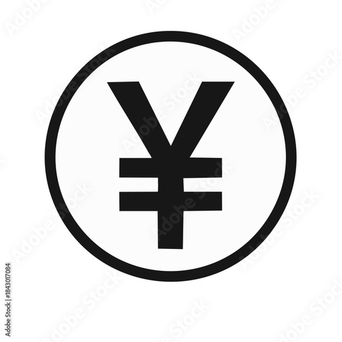 Japanese Yen Currency Symbol Icon: Financial Sign in Circle, Asian Money Representation