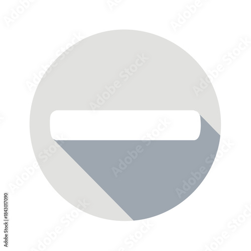 Minus sign icon on circle with long shadow depicting subtraction and negation for interface design and web graphics