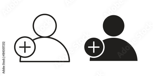 User add icon pictogram in trendy outline style. icon, sign or symbol.