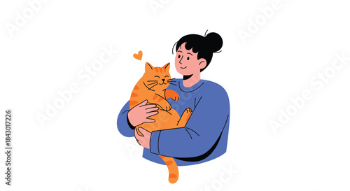 Person smiles while holding a fluffy orange cat in their arms creating a warm moment of companionship and affection that resonates with viewers.
