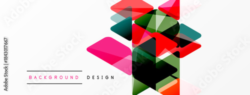 Abstract geometric shapes overlap, creating vibrant colorful design. Minimalist style, suitable for backgrounds, presentations. Clean, modern aesthetic.