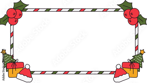 christmas greeting card with holly berries