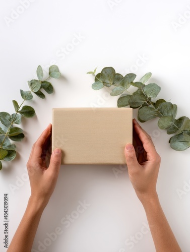 Elegant gift wrapping with eucalyptus leaves for special occasions
