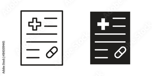 Prescription icon in filled, thin line, stroke style for website and apps