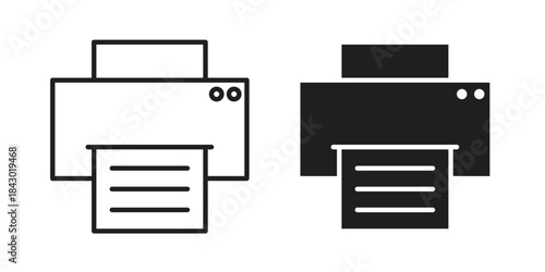 Print icon in filled, thin line, stroke style for website and apps